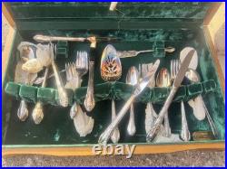 RARE Deluxe Presentation Box! Withappx 25 pc Oneida 1952 Silverplated Flatware