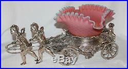 RARE Rogers Bro. #186 Antique Cherubs Pulling Cart Victorian Brides Basket