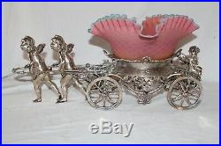 RARE Rogers Bro. #186 Antique Cherubs Pulling Cart Victorian Brides Basket