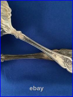RARE Rogers Vintage Grape Silverplate Large Salad Serving Spoon and Fork Set
