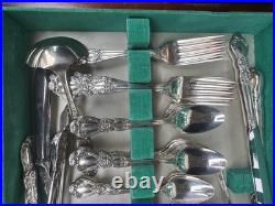 REAL SILVER Vintage Plated Silverware Antique set With Case (1847 Roger's Bros.)