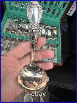 REAL SILVER Vintage Plated Silverware Antique set With Case (1847 Roger's Bros.)