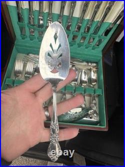REAL SILVER Vintage Plated Silverware Antique set With Case (1847 Roger's Bros.)