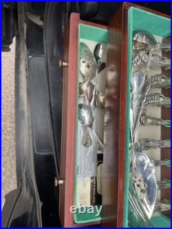 REAL SILVER Vintage Plated Silverware Antique set With Case (1847 Roger's Bros.)