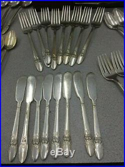 ROGERS 1847 FIRST LOVE 67 Piece Vintage Flatware Silverware Set with Case