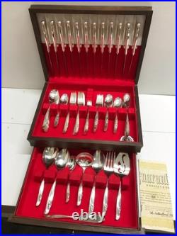 ROGERS & BRO Silver Plate FLATWARE 104 Piece Set + Chest EXQUISITE For 12