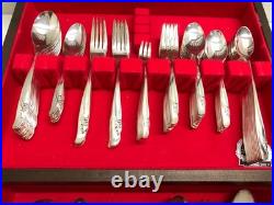 ROGERS & BRO Silver Plate FLATWARE 104 Piece Set + Chest EXQUISITE For 12