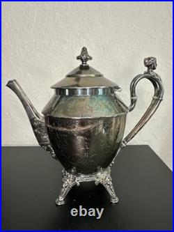 ROGERS SMITH CONNECTICUT 1887 SILVER-PLATE TEAPOT Server Antique Victorian