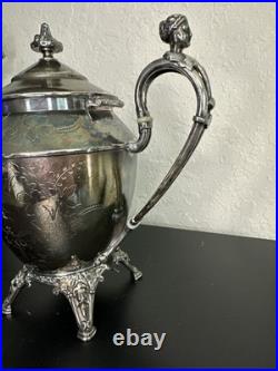 ROGERS SMITH CONNECTICUT 1887 SILVER-PLATE TEAPOT Server Antique Victorian