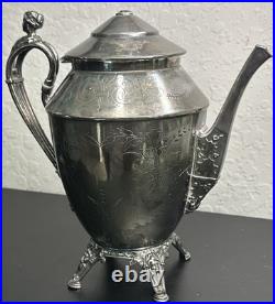 ROGERS SMITH CONNECTICUT 1887 SILVER-PLATE TEAPOT Server Antique Victorian READ