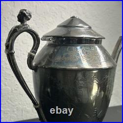 ROGERS SMITH CONNECTICUT 1887 SILVER-PLATE TEAPOT Server Antique Victorian READ