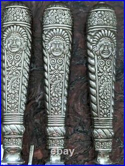 Rare Antique Carving Set Assyrian Head 1886 Rogers Bros 1847 I. S