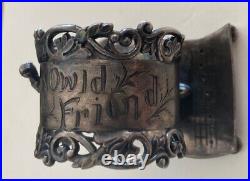 Rare Antique Victorian Rogers & Bro Triple Silver Plate Owl Violin Napkin Ring