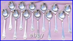 Rare Rogers Bros Silverplate HERALDRIC Lot Set 12 Soup Gumbo Bouillon Spoons