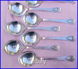 Rare Rogers Bros Silverplate HERALDRIC Lot Set 12 Soup Gumbo Bouillon Spoons