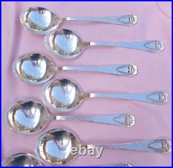 Rare Rogers Bros Silverplate HERALDRIC Lot Set 12 Soup Gumbo Bouillon Spoons