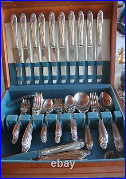 Rare Tupperware Rose Wm Rogers Silverplate Service for 16 + Serving Pieces (74)