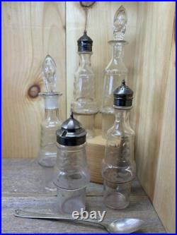Rare-Victorian Rogers Smith Triple Plate 5 Bottle Cruet Castor Condiment Set