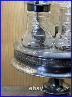 Rare-Victorian Rogers Smith Triple Plate 5 Bottle Cruet Castor Condiment Set