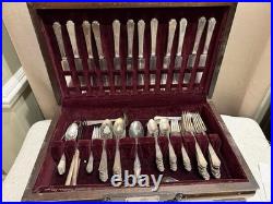 Rare Vtg 1847 Rogers Bros Silverplate Silverware Flatware 98 pc Set with Chest