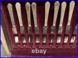 Rare Vtg 1847 Rogers Bros Silverplate Silverware Flatware 98 pc Set with Chest