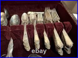 Rare Vtg 1847 Rogers Bros Silverplate Silverware Flatware 98 pc Set with Chest