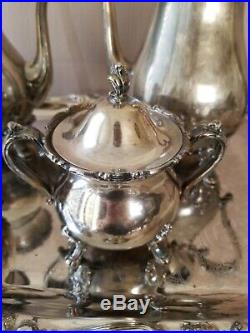 Reflection Silverplate Coffee/Tea Service, 4pc Set And Tray, 1847 Rogers Bros