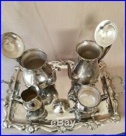 Reflection Silverplate Coffee/Tea Service, 4pc Set And Tray, 1847 Rogers Bros