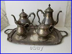 Remembrance 1847 Roger's Bros Is Silver Soldered Waitress Tray Coffee/teapot Set
