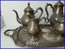 Remembrance 1847 Roger's Bros Is Silver Soldered Waitress Tray Coffee/teapot Set