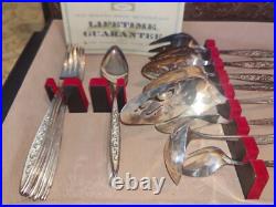 Retro Rogers Bros 1847 53 PIECE Box Set Silver Plate 1969 Esperanto Silverware Retro Rogers Bros 1847 53 PIECE Box Set Silver Plate 1969 Esperanto Silverware