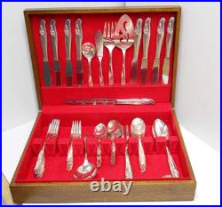 Rogers & Bro IS 1957 EXQUISITE Silver Plate Flatware Set 56 PC in Wood Case