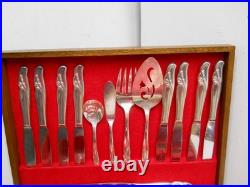 Rogers & Bro IS 1957 EXQUISITE Silver Plate Flatware Set 56 PC in Wood Case