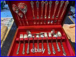 Rogers Bros.'1847' 63 Pc. Silver Plate Flatware Set in Original Felt Lined Box