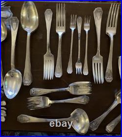 Rogers Bros 1847 Silverplate Flatware lot of 89. Heraldic Pattern