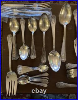 Rogers Bros 1847 Silverplate Flatware lot of 89. Heraldic Pattern