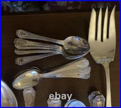 Rogers Bros 1847 Silverplate Flatware lot of 89. Heraldic Pattern