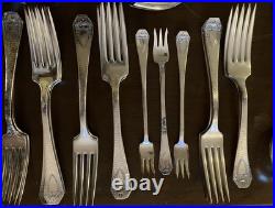 Rogers Bros 1847 Silverplate Flatware lot of 89. Heraldic Pattern