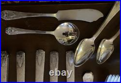 Rogers Bros 1847 Silverplate Flatware lot of 89. Heraldic Pattern