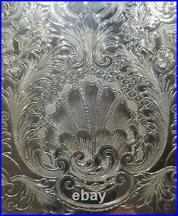 Rogers Bros 1847 Silverplate Waiter Tray Daffodil 22 In. Stamped 9998