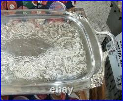 Rogers Bros 1847 Silverplate Waiter Tray Daffodil 22 In. Stamped 9998