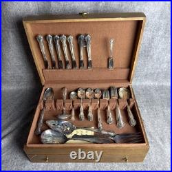 Rogers Bros 1952 Daybreak Elegant Lady Silver Plate Flatware 56 Pieces In Box