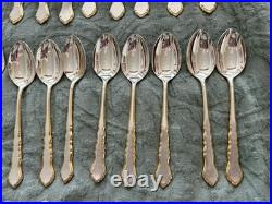 Rogers Bros. 41 Piece Centennial Flatware Set Silver Plate With Gold Tone & Box