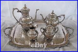 Rogers Bros COFFEE TEA SET 1847 Silverplate HERITAGE Pot Teapot Tray 9401 9492