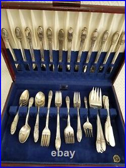 Rogers Bros. First Love Silverplated 70pc Stainless Silverware Flatware Set