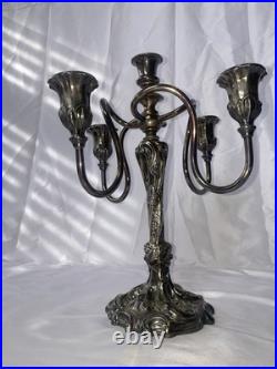 Rogers Bros Meriden B Company Silver Plate Ornate Candelabra 5 Candle Holder