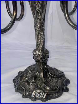 Rogers Bros Meriden B Company Silver Plate Ornate Candelabra 5 Candle Holder