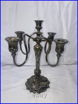 Rogers Bros Meriden B Company Silver Plate Ornate Candelabra 5 Candle Holder