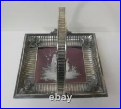 Rogers & Bros. Silver Plate Bride's Basket, Amethyst Mary Gregory Glass Base