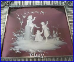 Rogers & Bros. Silver Plate Bride's Basket, Amethyst Mary Gregory Glass Base